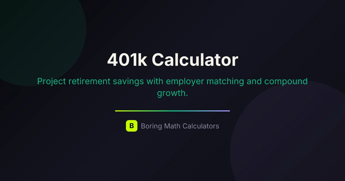 Free 401k Calculator — Project Your Retirement Savings | Boring Math